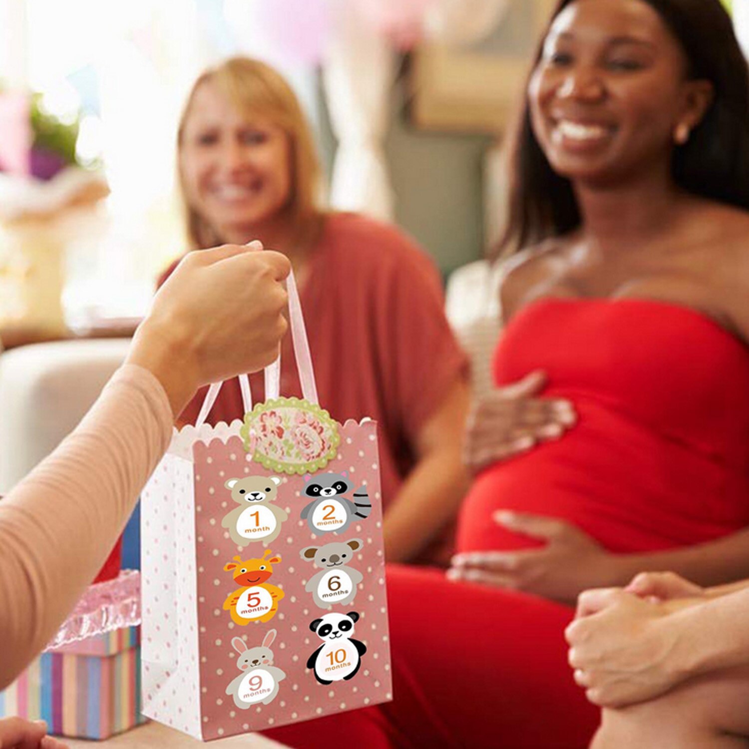 12PCS Baby Milestone Stickers Infants 1-12 Months Growth Record Photograph Monthly Stickers DIY Commemorative Photo Booth Props