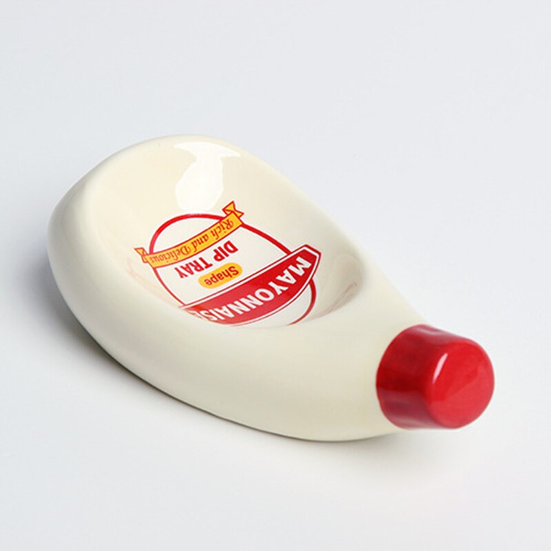 Plate Ceramic Extruded Tomato Sauce Bottle Shape Soy Sauce Dish Mustard Dish Dish Plate Dinner Plates Ceramic plate: 3 S