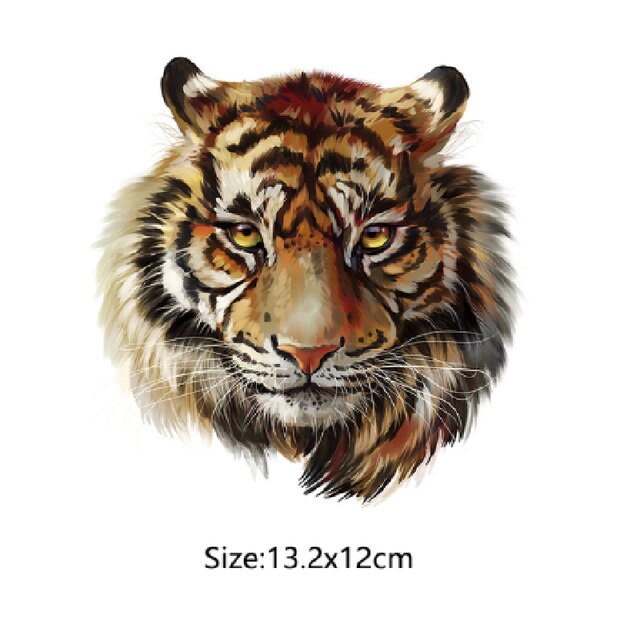 Ferocity - Tiger Sticker Set Iron On Heat Transfer Heat Press Applique Diy Patches Heat Transfer Vinyl Washable Patches CQ: 13.2x12cm