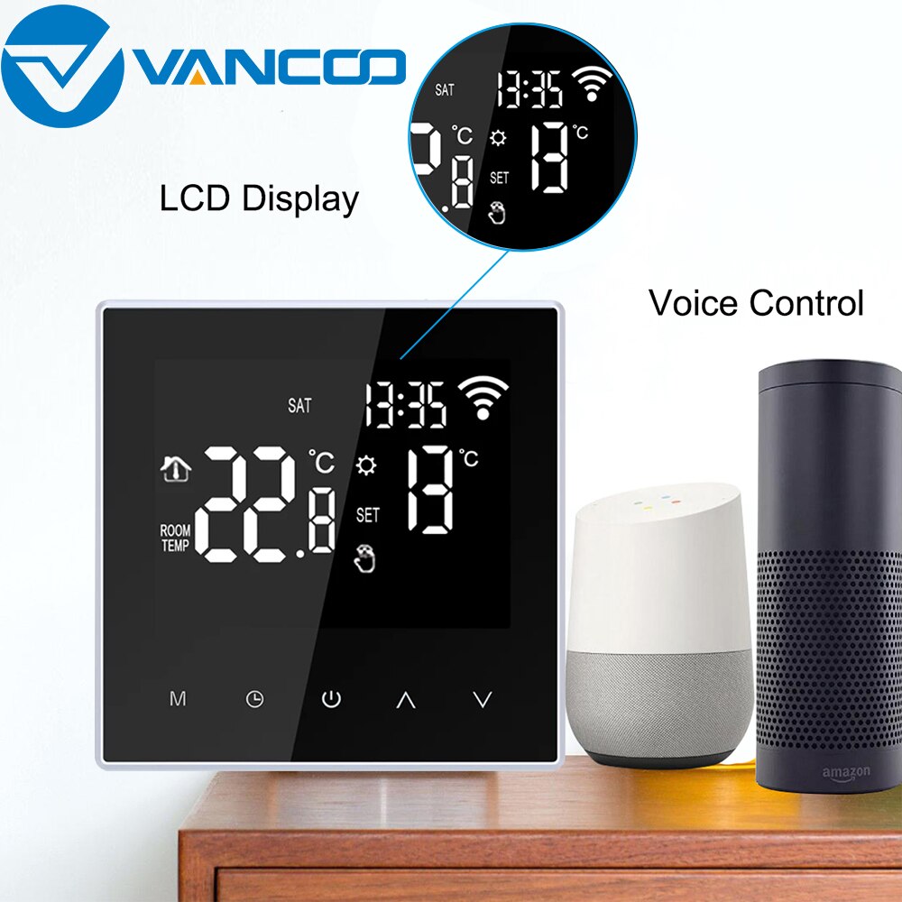 Vancoo Tuya WiFi Smart Thermostat 220V for Electric Floor Heating Water/Gas Boiler Temperature Remote Controller LCD Display