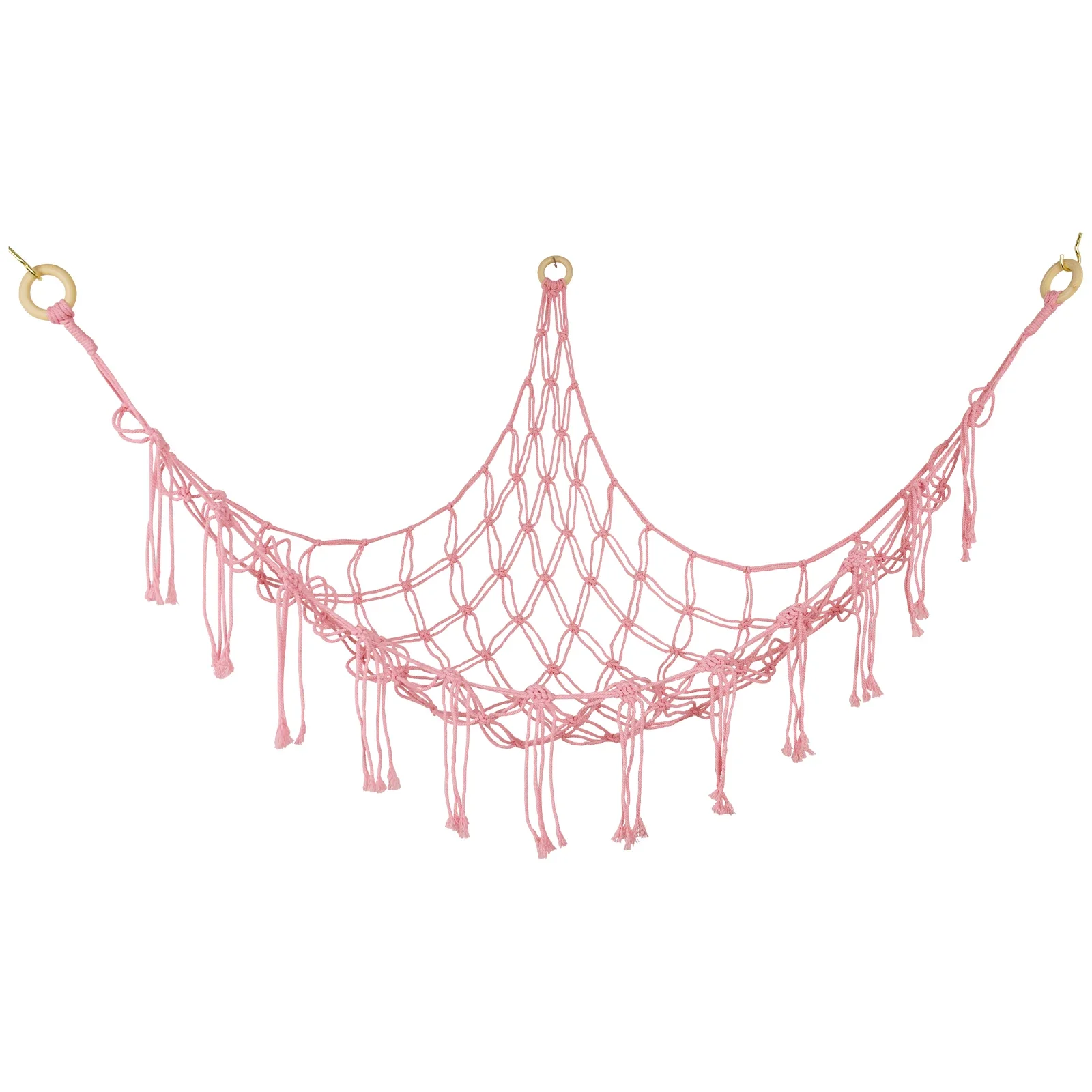 Kuscheltiere Lagerung Hängematte Große Kapazität Netz Makramee Boho Hause freundlicher Schlafzimmer Dekoration Ecke Hängen Spielzeug Organizer Netze: Rosa