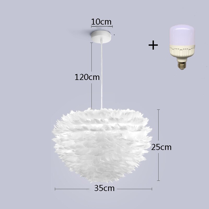LED Pendant Feather Lamp Romantic chandelier Dreamlike Feather Droplight Kids room girl room chandeliers: white-m