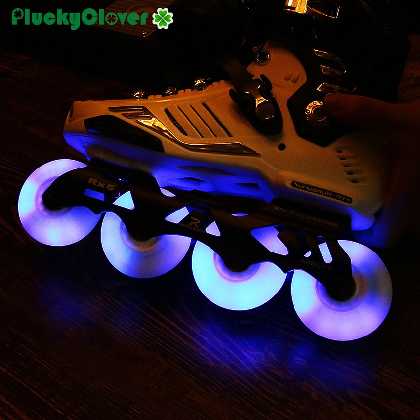 4pc 90A Regenbogen 72mm 76mm 80mm Blitz-Rolle Rad LED licht PU Inline skaten Rolle Slalom schiebe Rollschuhe Blinkende Rolle Rad
