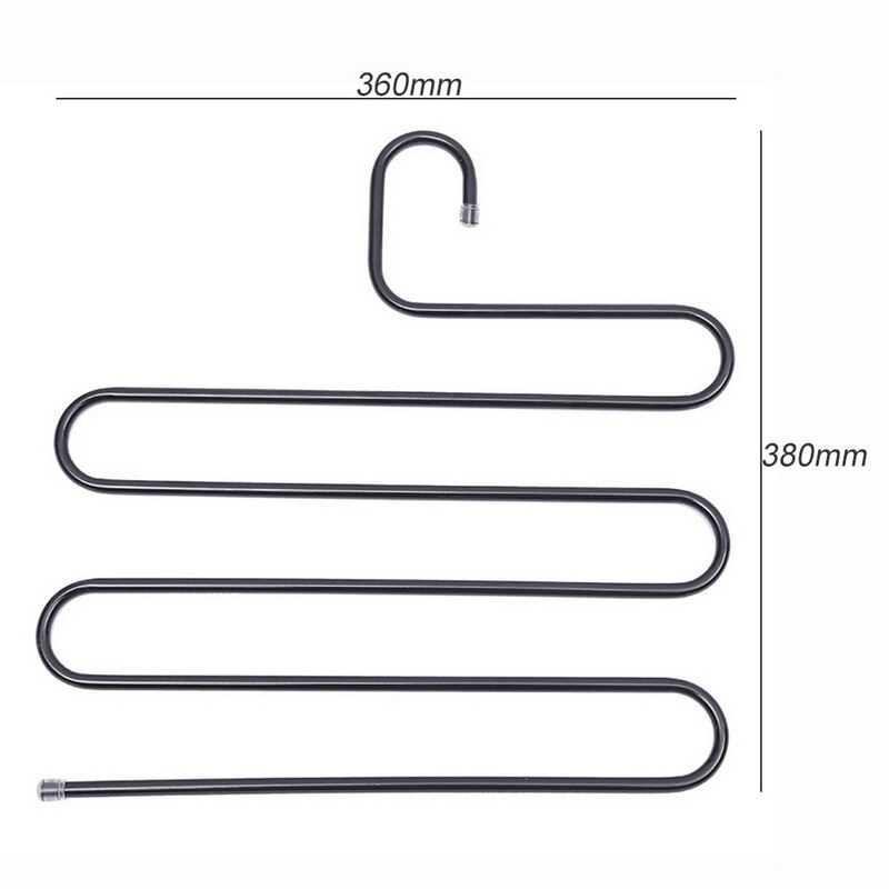 5 couches en acier inoxydable cintres S forme pantalon cintres de rangement vêtements support de rangement multicouche stockage tissu cintre 1PC: 38x36cm black