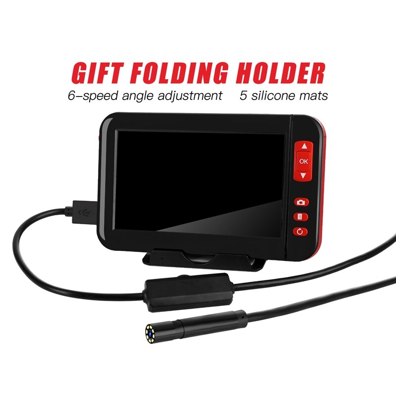 Endoscopio Industrial con pantalla 4,3 pulgadas 1080P 8MM lente de detección endoscopio Cámara impermeable tubo espejo con Cable de 5 M