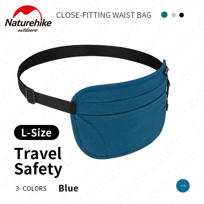 Naturehike Utomhus Anti-stöld Midjeväska - Vattentät Andningsbar Nylon Dragkedja: Blue-L