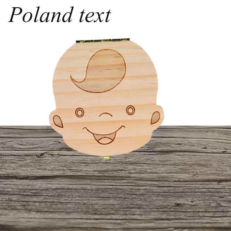 Caja de dientes de madera organizadora para guardar dientes de leche, Polonia/Inglés,: Poland boy