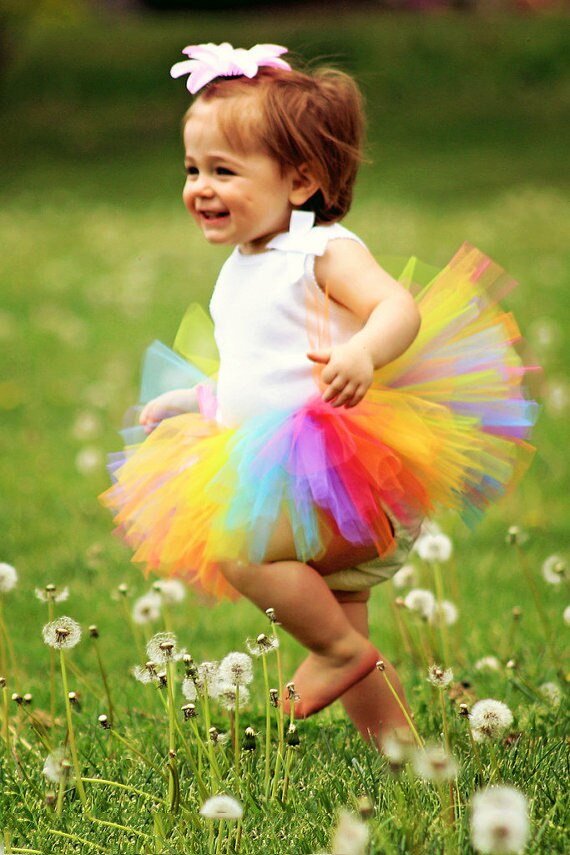 Regenbogen Farbe Tutus Baby Mädchen Ballettröckchen Röcke Kleinkind Flauschigen Party Pettiskirts mit Blume Stirnband Neugeborenen Sommer Tüll Röcke 1 Stücke: Neugeborenen