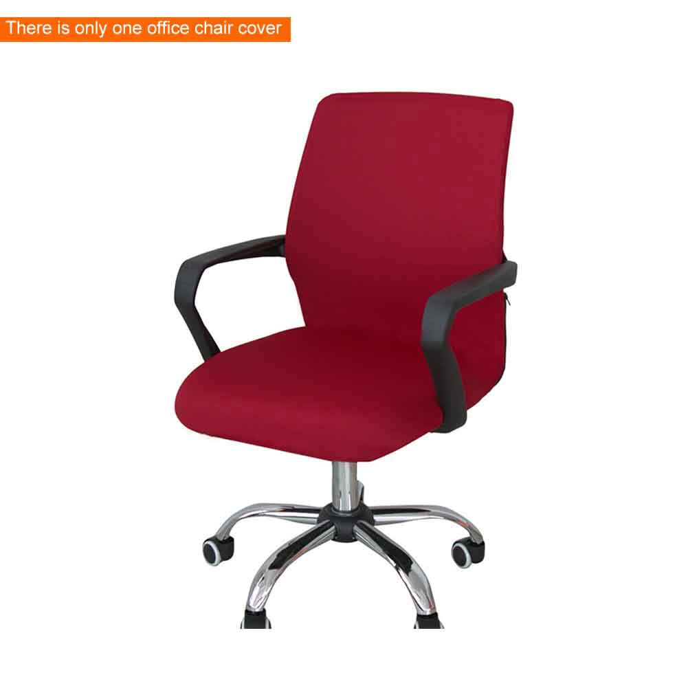 Computer Seat Solid Color Stretch Office Chair Cover Furniture Protector Living Room High Back Washable Modern Simplism: Wine Red / S