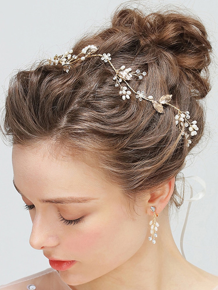 Tocado de hojas doradas Vintage para mujer, accesorios de Boda nupcial, diadema de flores, joyería de cristal de perlas, de cena