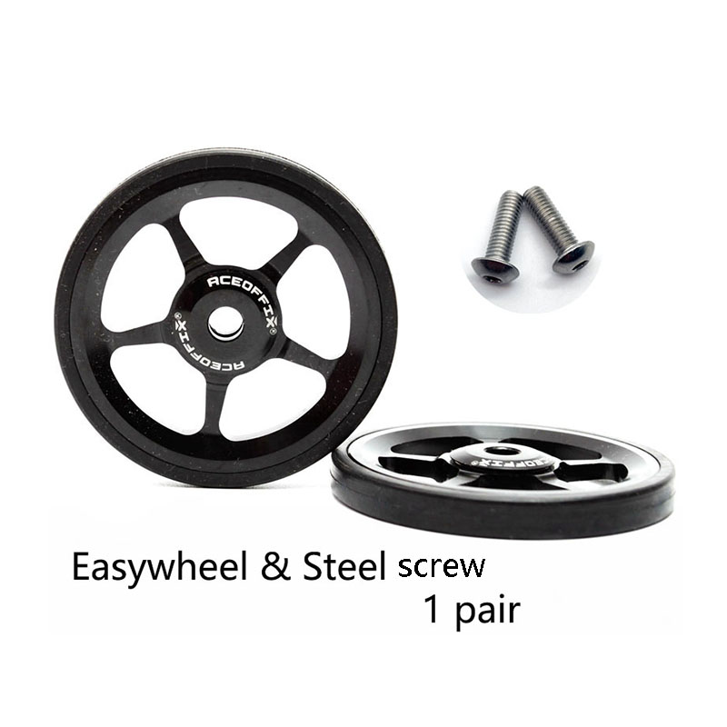 Aceoffix 1 pair folding bike easy wheel for Brompton 60mm EZwheel aluminum alloy push wheel for 3Sixty accessories: WHITE