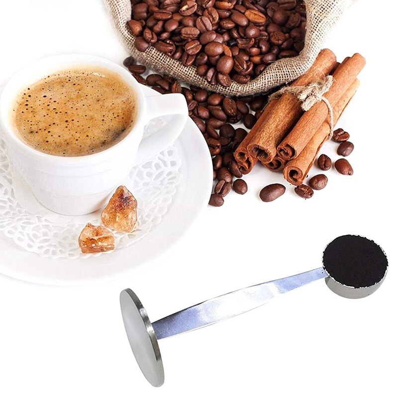 Cuchara Tamper de medida de café Espresso, utensilios para café y té de acero inoxidable, cuchara medidora de Tamping, 1 unidad de plata