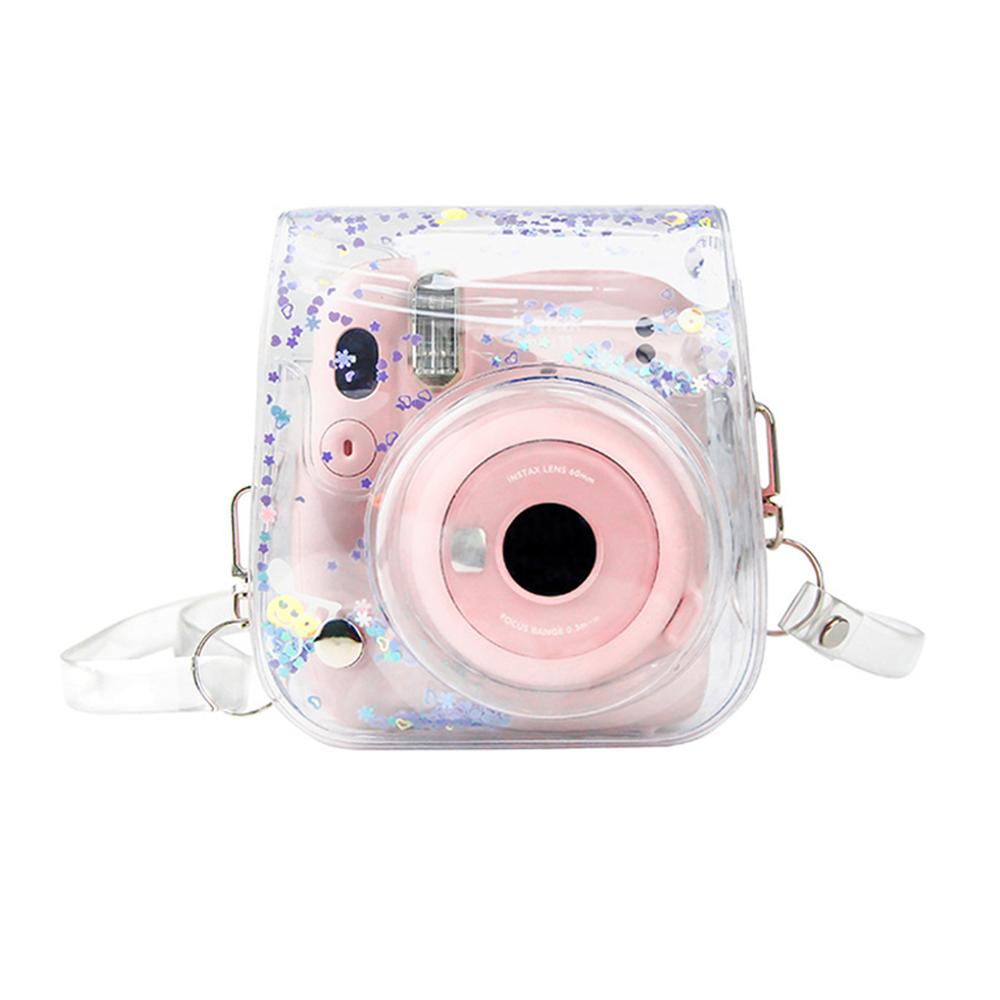 Gjennomsiktig pvc kvikksand veskebeskyttelse søt kameraveske veske pu til fuji instax mini 11 veske: Lilla