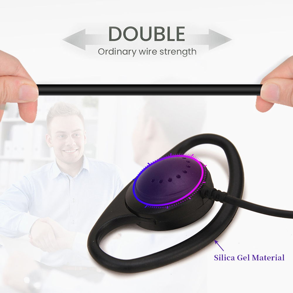 Fone de ouvido intra-auricular com fio, 3.5mm conectores em formato de d, gancho auricular macio, um lado sem microfone, para uso em celulares, laptops, seguranças, polícia e bares.