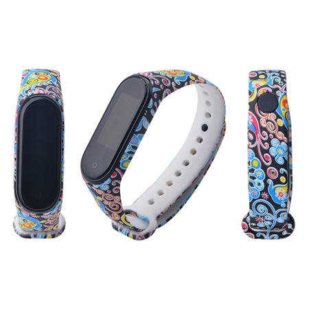 Correa de silicona para Xiaomi Mi band 3 y 4, Correa Universal de silicona con estampado de dibujos animados para pulsera inteligente Mi Band 3 y Mi band 4: Peacock screen