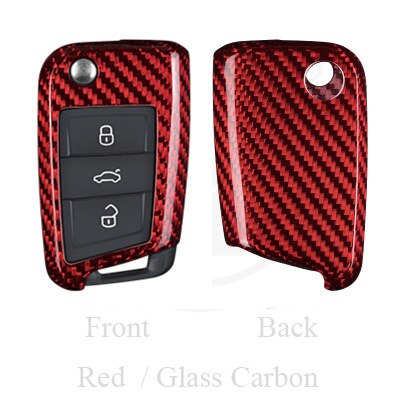 T-Carbon Carbon Fiber Car Key Cover Case Shell For Seat Leon Cupra ST Styling Car Accessories: RR Glass Carbon