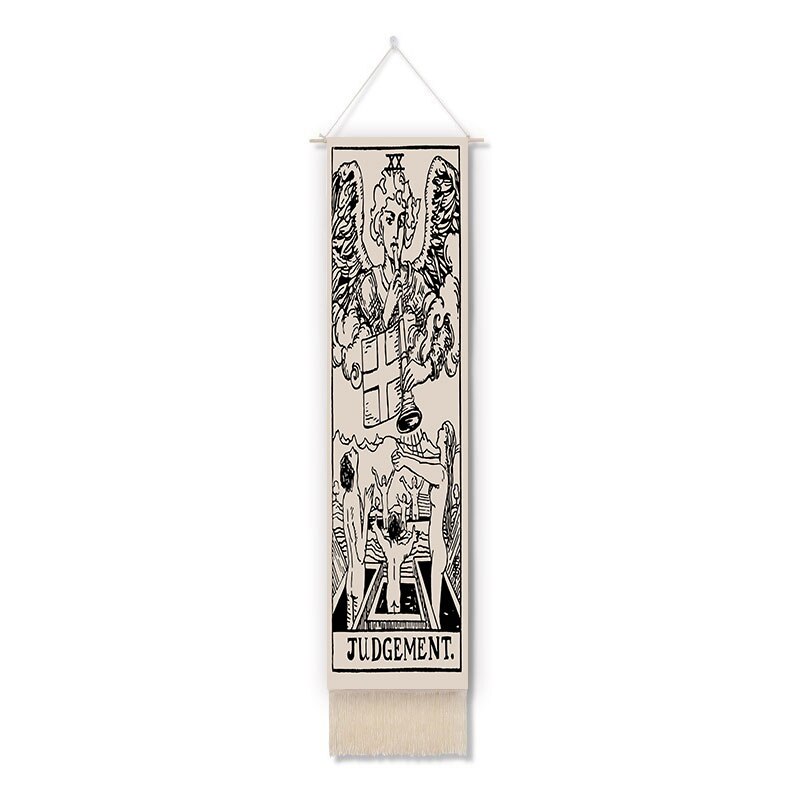 Tapiz de pared de Tarot de Luna nocturna, Mandala, decoración del hogar, imágenes colgantes de dormitorio, diagrama de eje de algodón y lino de macramé