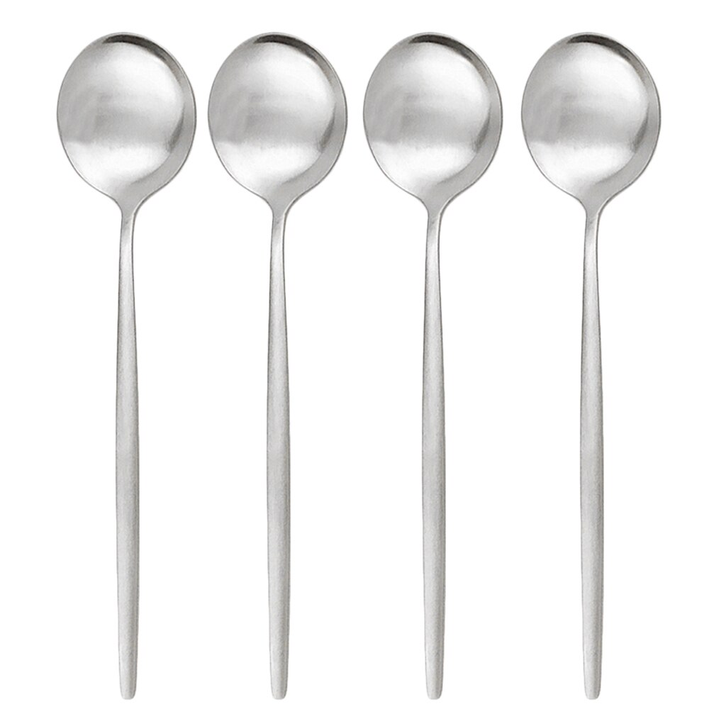 4 kpl/setti musta mattapintainen ruokalusikka aterimet 304 ruostumattomasta teräksestä valmistettua ruokailuvälinettä lusikka aterimet 7 väristä ruokailuvälinettä keittiön aterimet: 4 kpl hopeaa