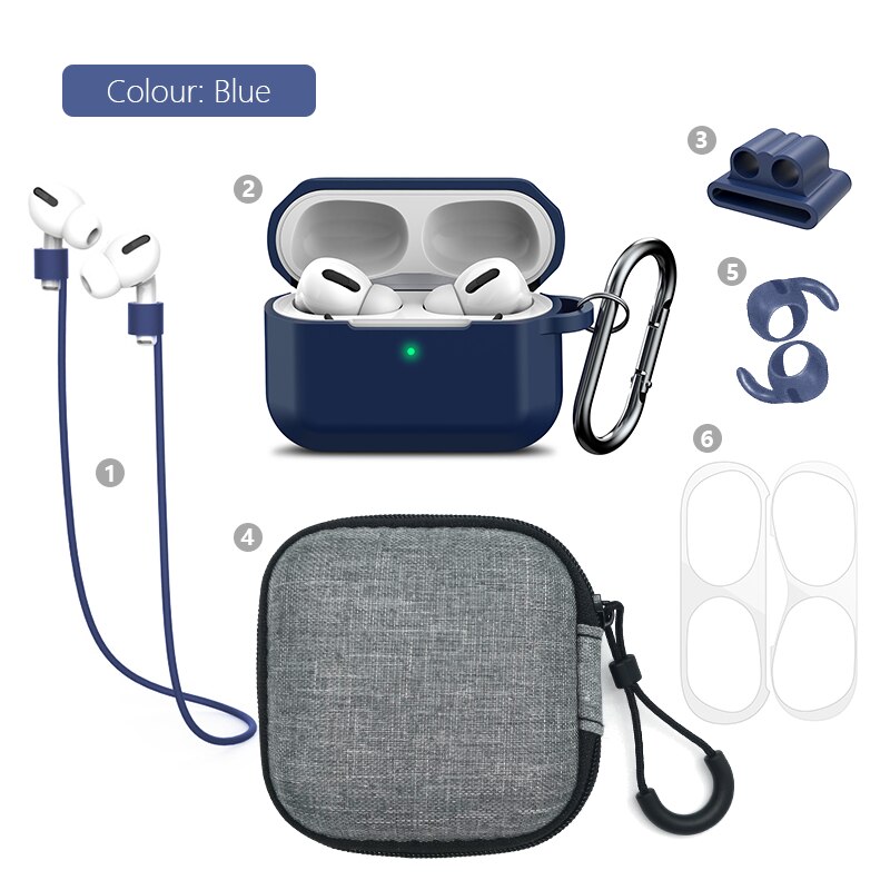 Funda gruesa 6 en 1 para auriculares Airpods Pro, conjunto de almacenamiento para auriculares Bluetooth, cubierta protectora para Digital, producto de almacenamiento ALLK