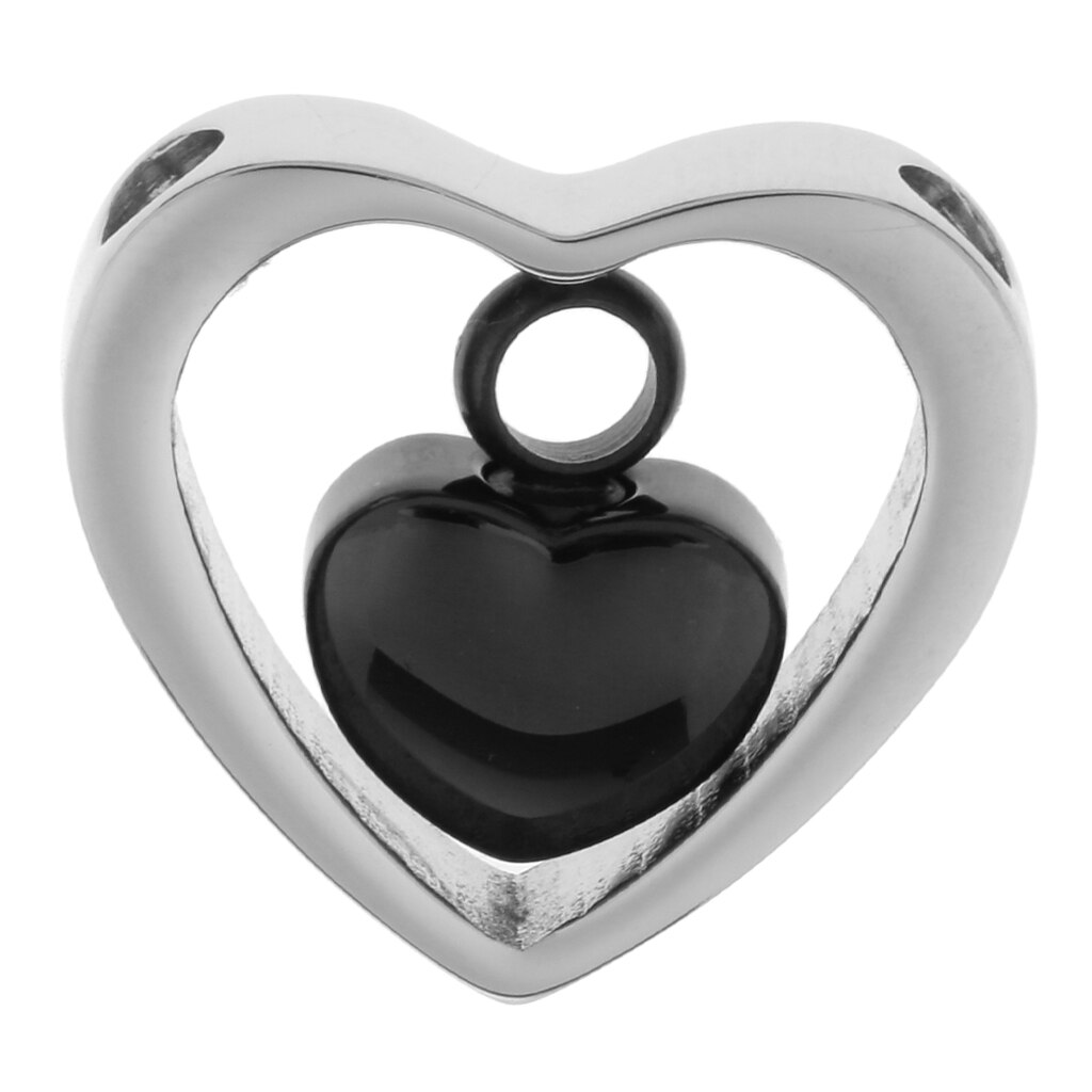 Stainless Steel Double Heart Cremation Urn Pendant Ash Keepsake