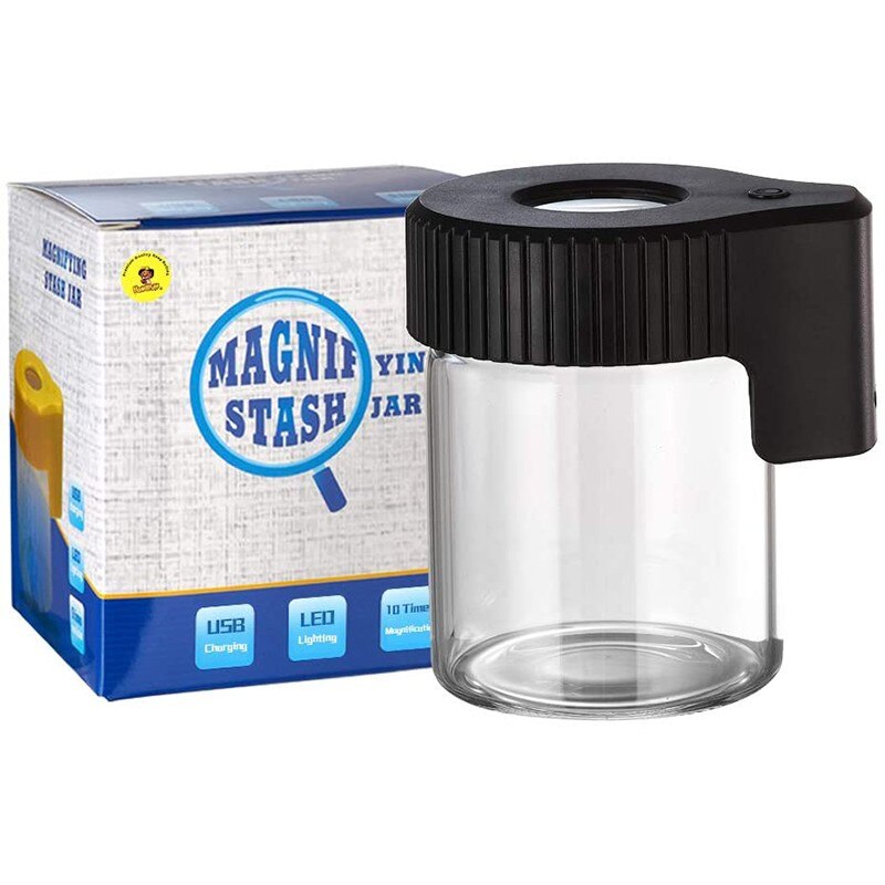 LED glass luminous jar, transparent frosted storage box, storage tank: Black