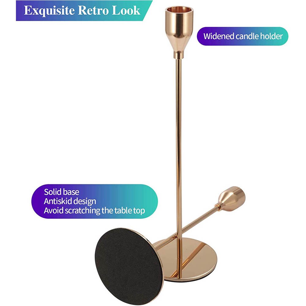 Gouden kaarsenhouder, kegelvormige kaarsenhouder, kaarsenhouder geschikt voor huisdecoratie, bruiloft, diner, feest, jubileumdecoratie
