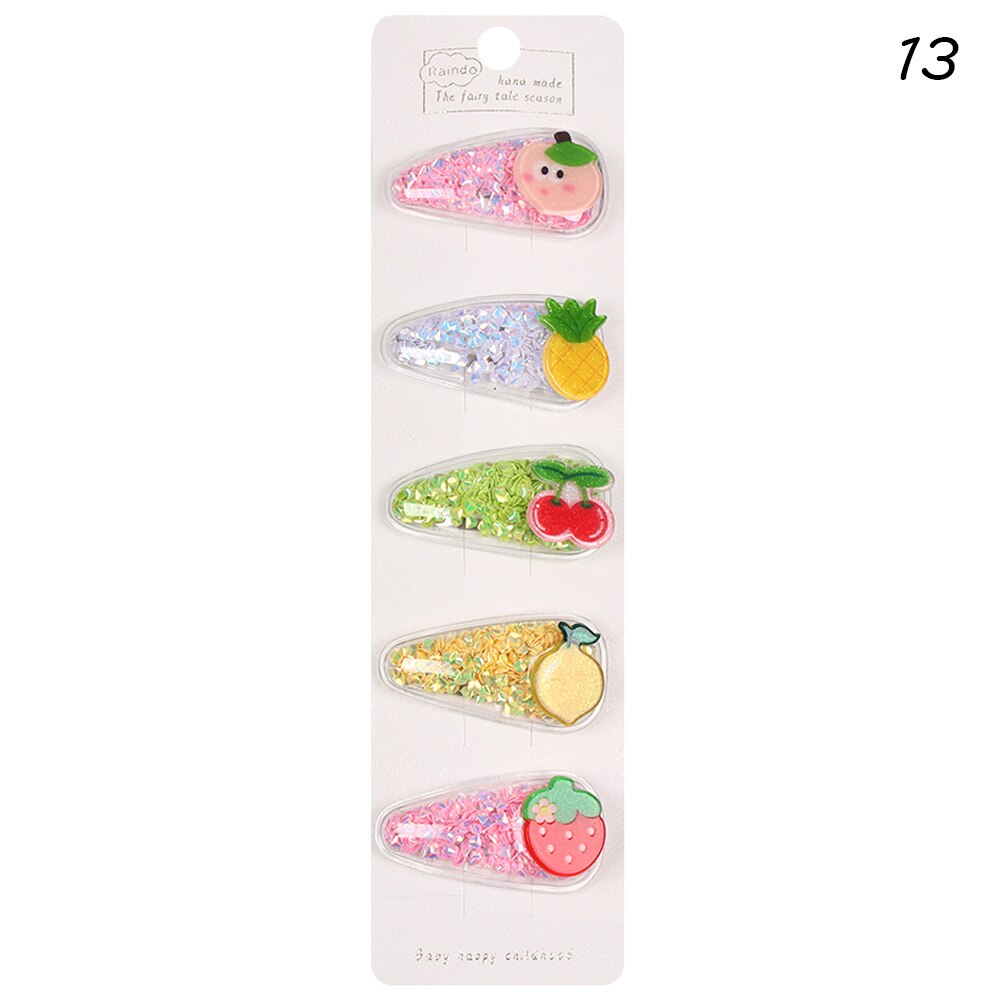 5 Pcs Baby Meisjes Mooie Fruit Sequin Haar Clips Prinses Glanzende Kleurrijke Haarspelden Haarspeldjes Leuke Zoete Hoofddeksels Haar Accessoires: 13