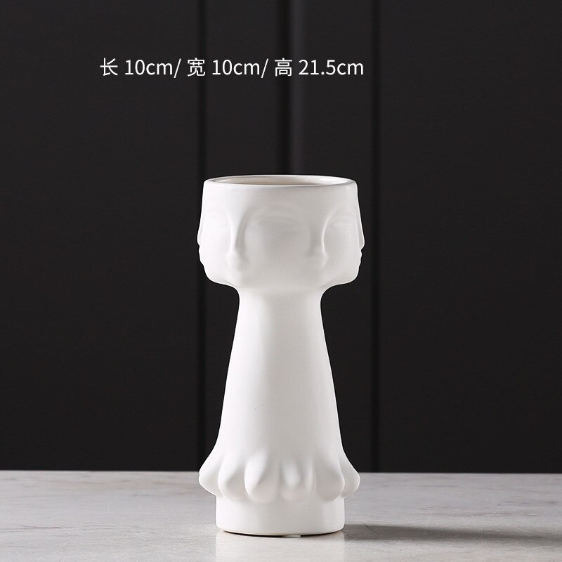 Lady / Men Face Head Planter Vase Flower Human Succulent Pot Home Garden Ornament White Ceramic Craft: small