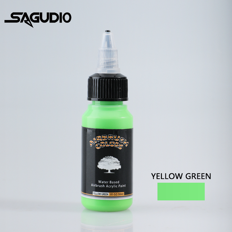SAGUD Airbrush Paint Ready to Spray Water-Based 24 Matte Colors 30ml Premium Acrylic Paint for Beginners Hobbyist and Artists: light green