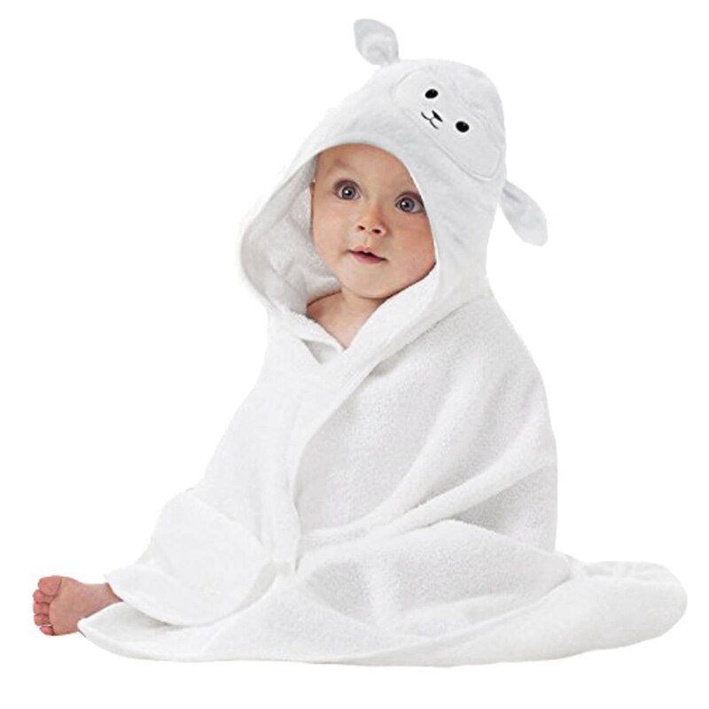 Organic Bamboo Baby Hooded Towel | Ultra Soft and Super Absorbent Toddler Hooded Bath Towel with Cute Lamb Face | Great I: Default Title
