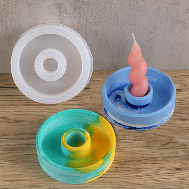 Bougeoir rond en silicone fait à la main, plâtre d'aromathérapie, accessoires de bougie partenaires, décor de bureau à la maison