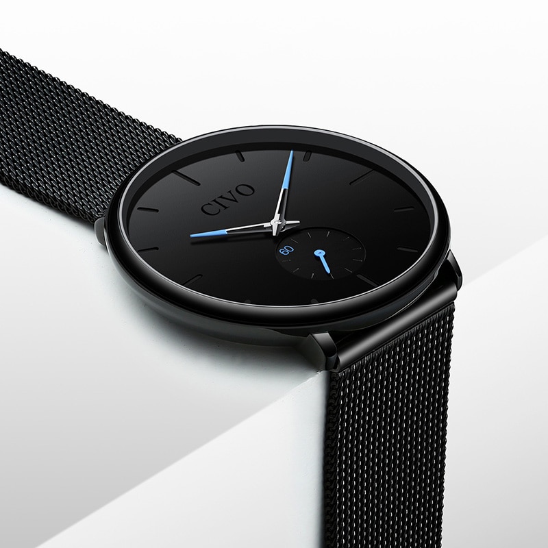 Reloj CIVO de para hombre, correa de malla fina resistente al agua, relojes de pulsera minimalistas para hombre, reloj deportivo de cuarzo, reloj Masculino