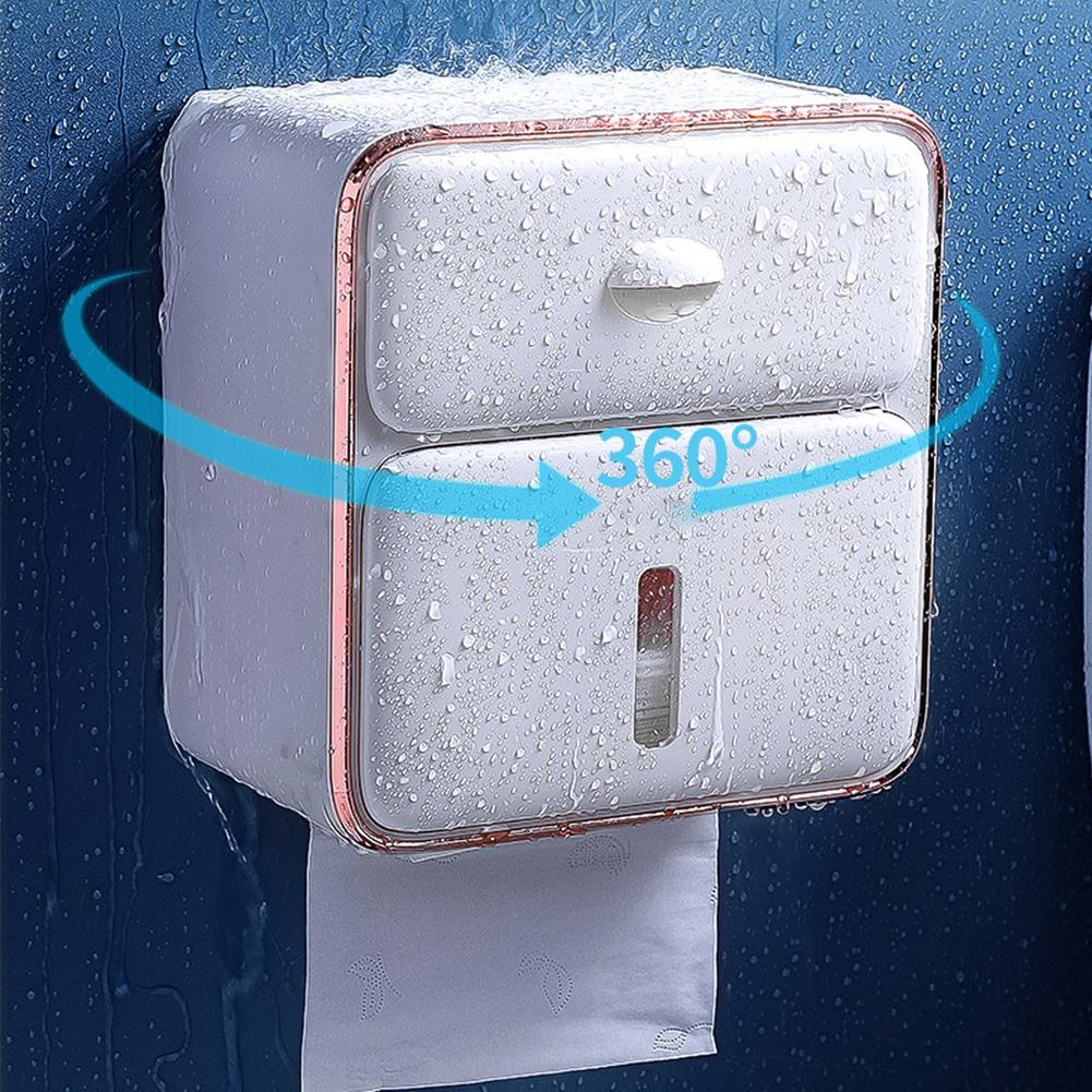 Wall Mounted Toilet Paper Holder Waterproof Tray Roll Tube Toilet Paper Storage Box Tray Tissue Box Shelf Bathroom Product