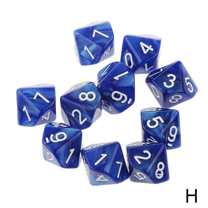 Dados de 12 caras D12, dados poliédricos para familiar, juego de rol, Club D & D, accesorios de acrílico, juego de Pub, E3A0, 10 Uds.: blue