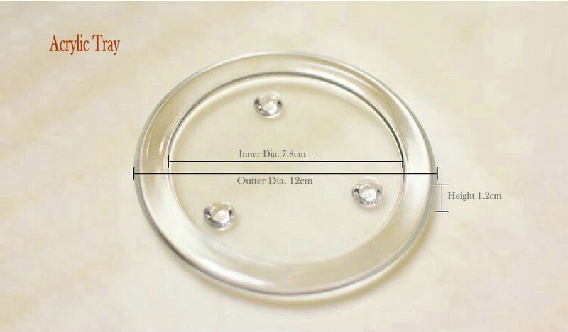 Rechargeable Flickering Flame Pillar Candle Paraffin Wax LED Glass Candle Set Dancing wick Home Bar party Deor Dia 7.5cm-Amber: 1 Acrylic tray only