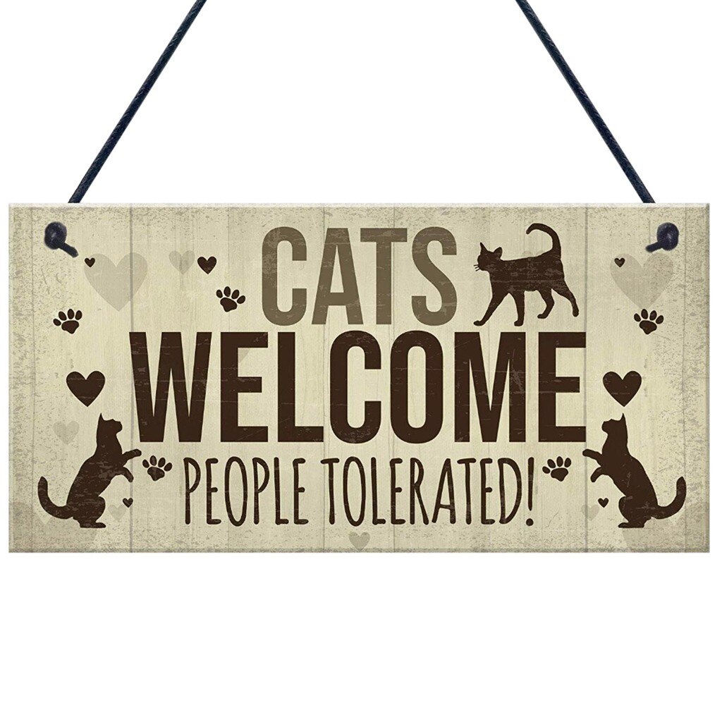 Wodden Opknoping Mooie Kat Plaques Borden Dier Teken Kat Huis Doorplate Plaques Rustieke Muur Decor Home Decoratie Deur Hangers