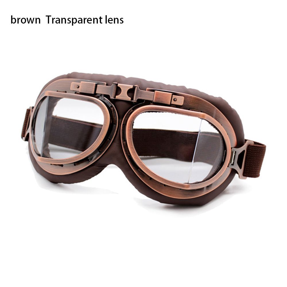Retro Pilot Goggles Motor Beschermende Uitrusting Bril Oogbescherming Voor Motorcycle Cruiser Cafe Scooter Motoraccessoires: Clear