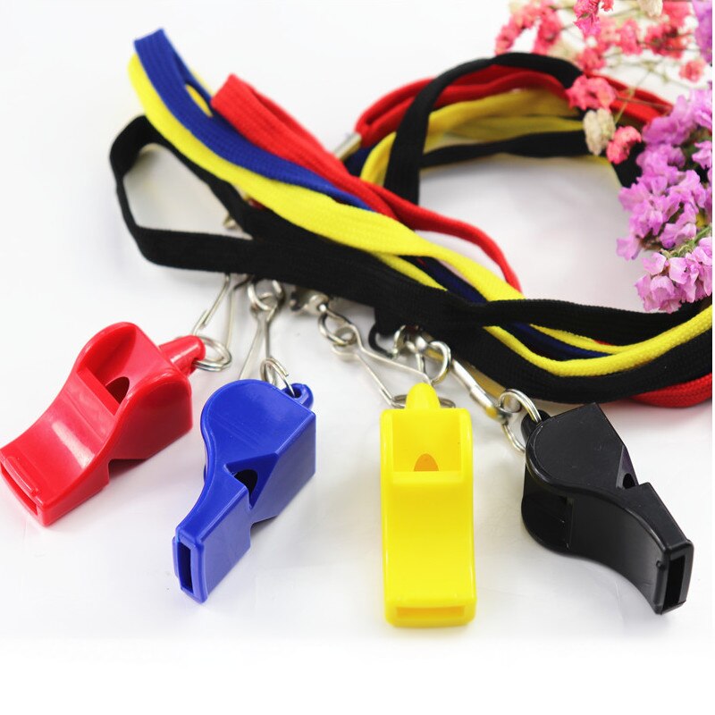Lot De 2 Sifflets Sport En Plastique Avec Cordon - Forte Sonorité, Pour Arbitrage, Entraînement, Urgences (noir)
