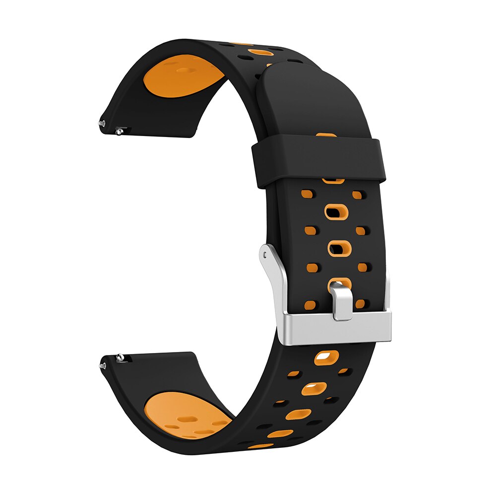 Active2 20mm correa de reloj para Samsung galaxy Watch Active 2 40mm 44mm Gear s2 Sport pulsera de repuesto de silicona: Black orange