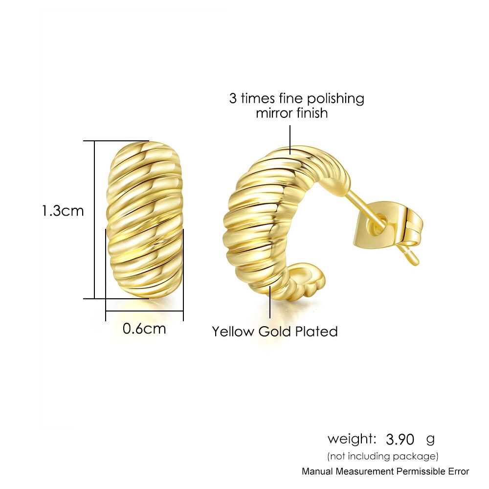 C form twist croissant øreringe til kvinder trendy chunky guld hoop øreringe cirkel rund ørering kvinde smykker  e473
