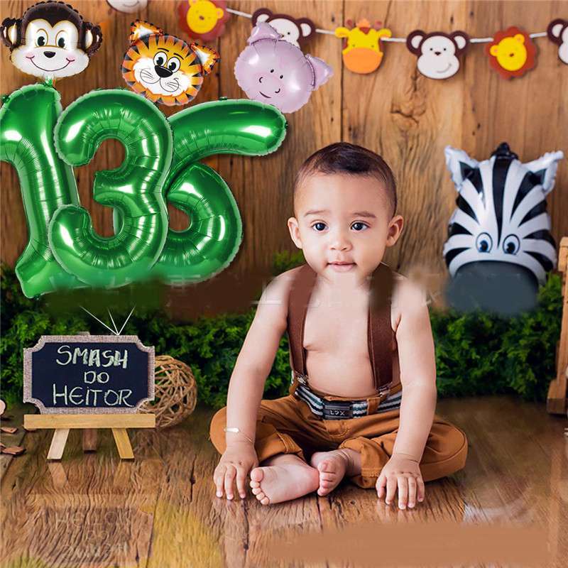 Kids Birthday Party Decor Animal Number Balloons Giant 30" Foil Number Balloons