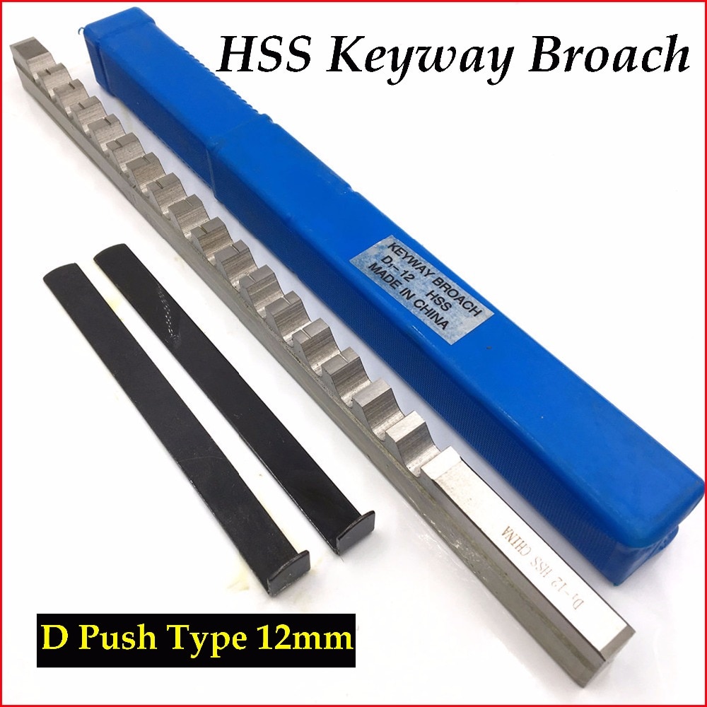 12mm D Push Type Keyway Broach Cutter &amp; Shim HSS High Speed Steel CNC Cutting Tool with Shims