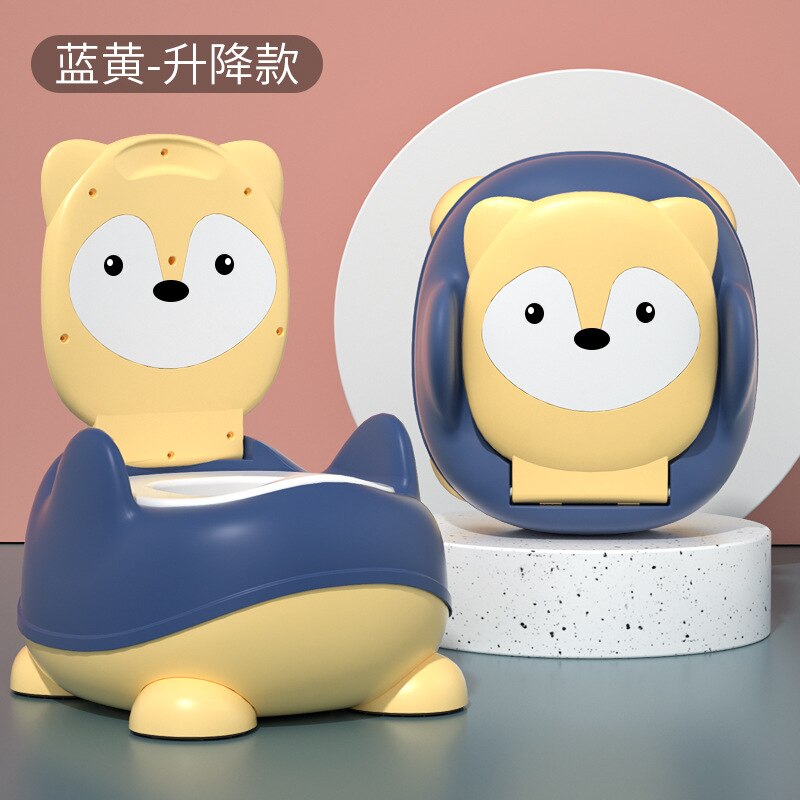 Orinal de dibujos animados para niños, orinal grande para el hogar, aumento del equipo frontal sin salpicaduras de orina, cojín suave de fácil limpieza: Blue  lifting PVC