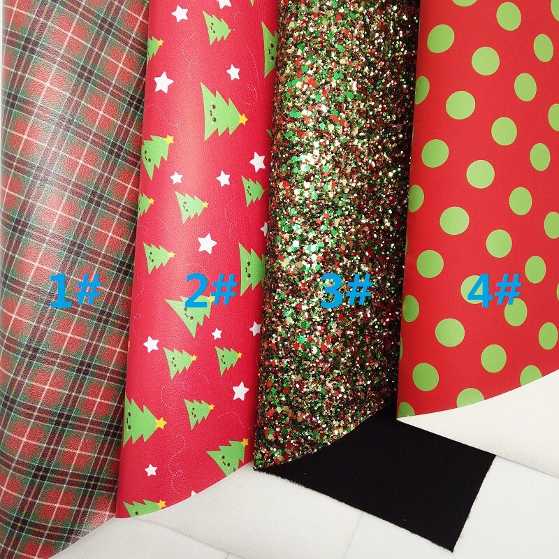 Kerst Glitter Stof, Tartan Synthetisch Leer, dots Faux Stof Lakens Voor Boog A4 21X29 Cm Twinkling Ming XM021A: 1 set