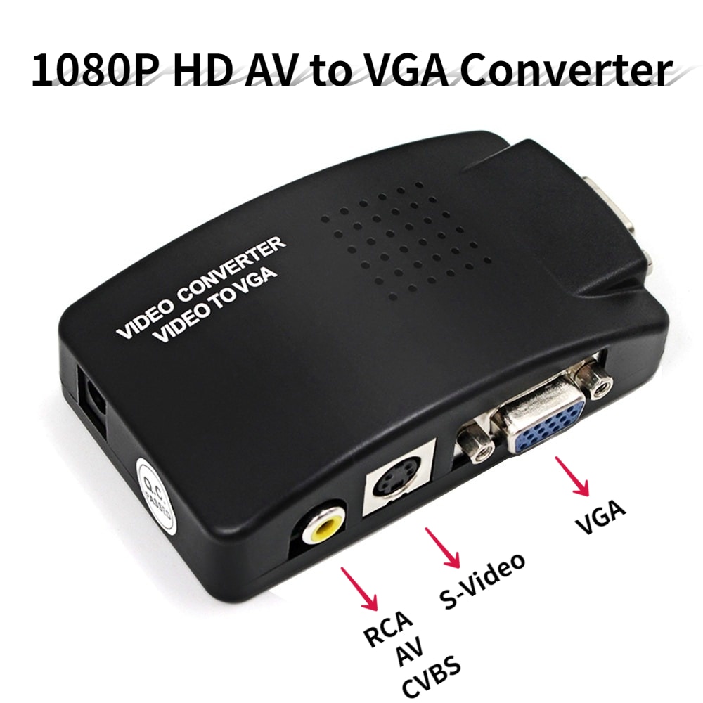 Rca Av Composite S-Video Naar Vga Converter Adapter Box Voor Pc Tv Mac Lcd