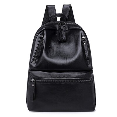 PU Leather Women&#39;s Backpacks Large Capacity Bag for Teenager Girls Solid Backpack Female Black Rucksacks Female Backpack: Default Title