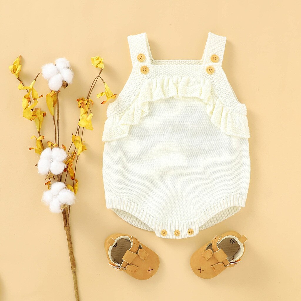 Para recém-nascidos macacão roupas da menina do bebê recém-nascido meninas meninos inverno malha outwear colete plissado camisola macacão bodysuit