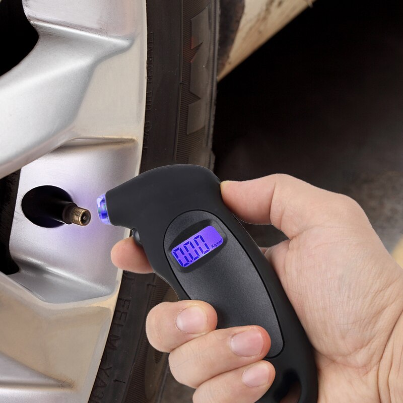 Digital dæktrykmåler meter cykel cykeldæk diagnostisk værktøj 0-150 psi baggrundslys lcd lufttryk