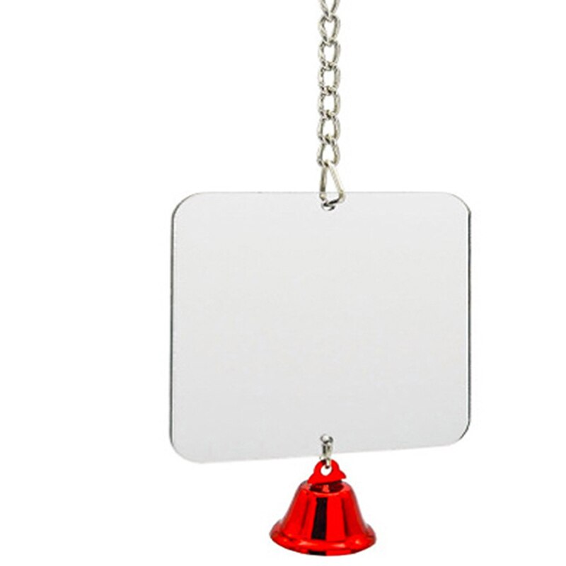 Pet Parrot Toy Resistant Pet Parrot Bird Mirror Silver Acrylic Pet Toy Bird Nest Accessory: Square