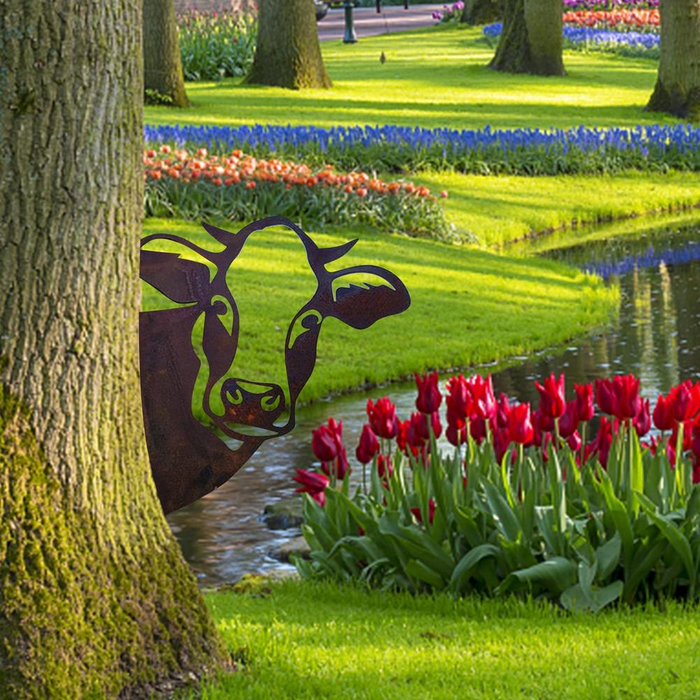 Koe Muur Decor Farm Gluren Vee Metal Art Tuinornamenten Duurzaam En Weerbestendig Hoge Licht Gepolijst Handmadereliable